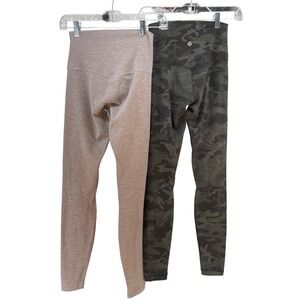 lululemon Wunder Under Leggings Lot of 2 Size 4 High Rise Taupe Camo Yoga 28 In